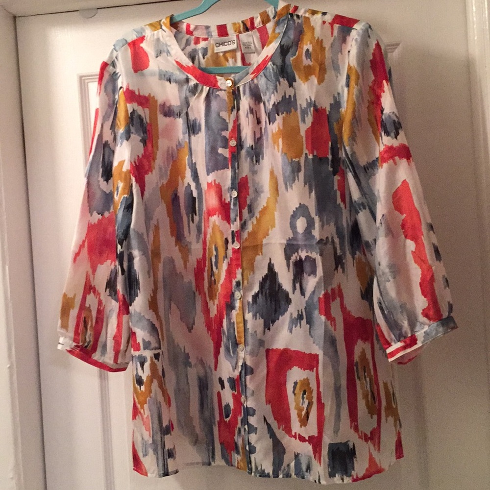 Chico’s 100% Silk Blouse Size Large